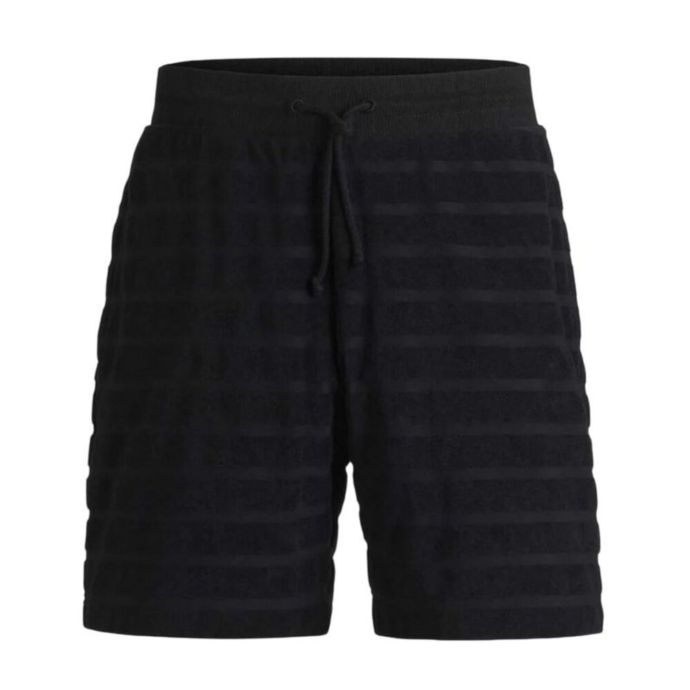 Hugo Mens Cotton Striped Relaxed Fit Casual Shorts / Black